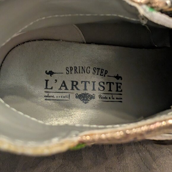 Spring Step L’Artiste Carolie Beige/Mint Green Multicolor Leather Boot Size 39 - Picture 9 of 9